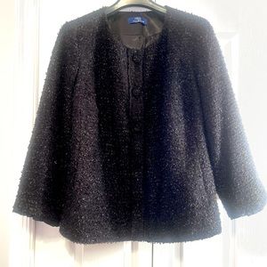 Talbots RSVP Statement Jacket Size 16 Women's Black Metallic Tweed
